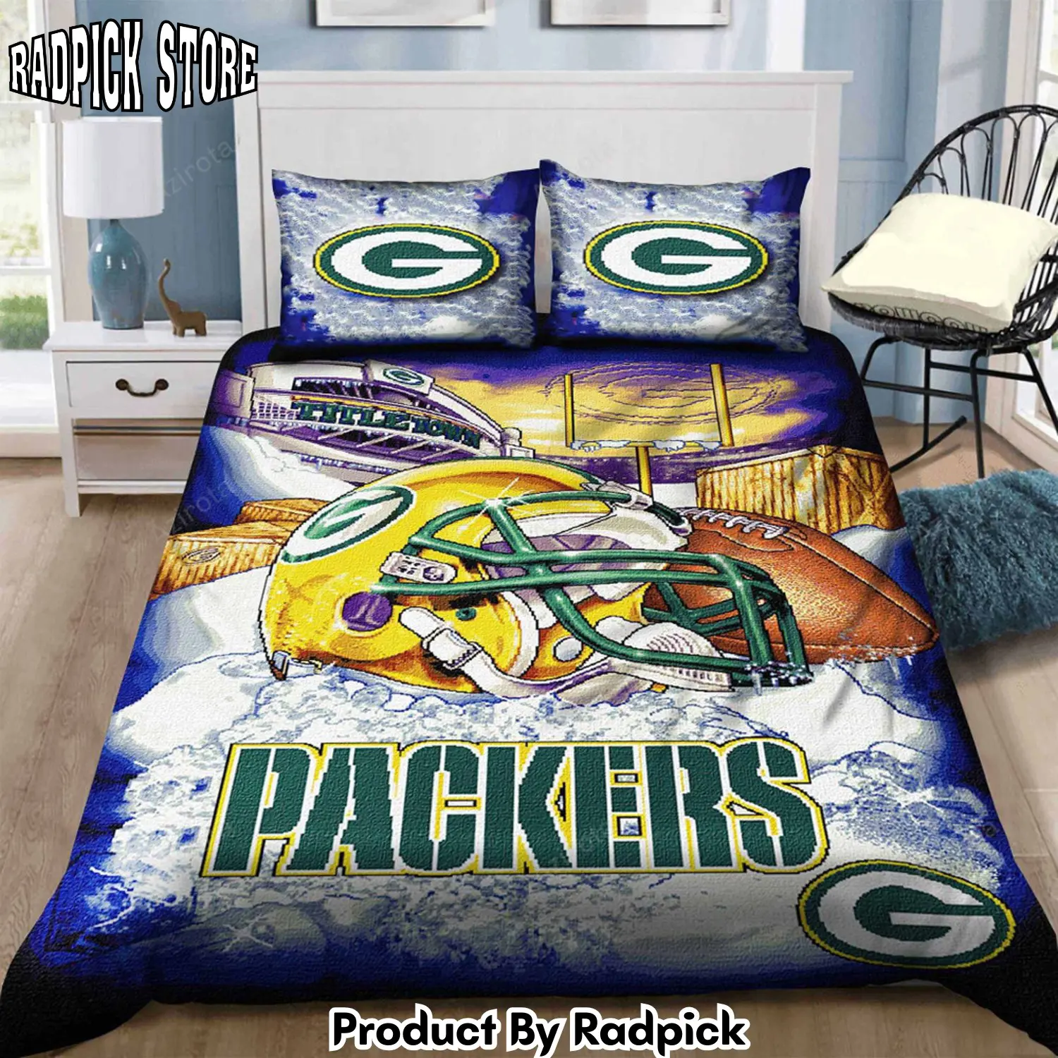 Radpick v6 green bay packers bedding set sleepy duvet cover pillow rp327538